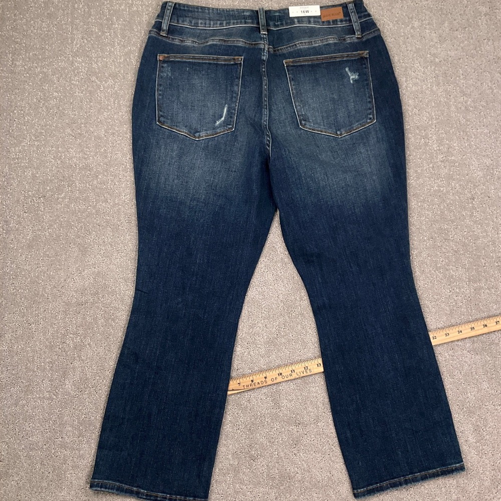 Judy Blue Jeans Women 16W Dark Blue Straight Leg Distressed Ripped JB88517 NWT - Picture 10 of 11